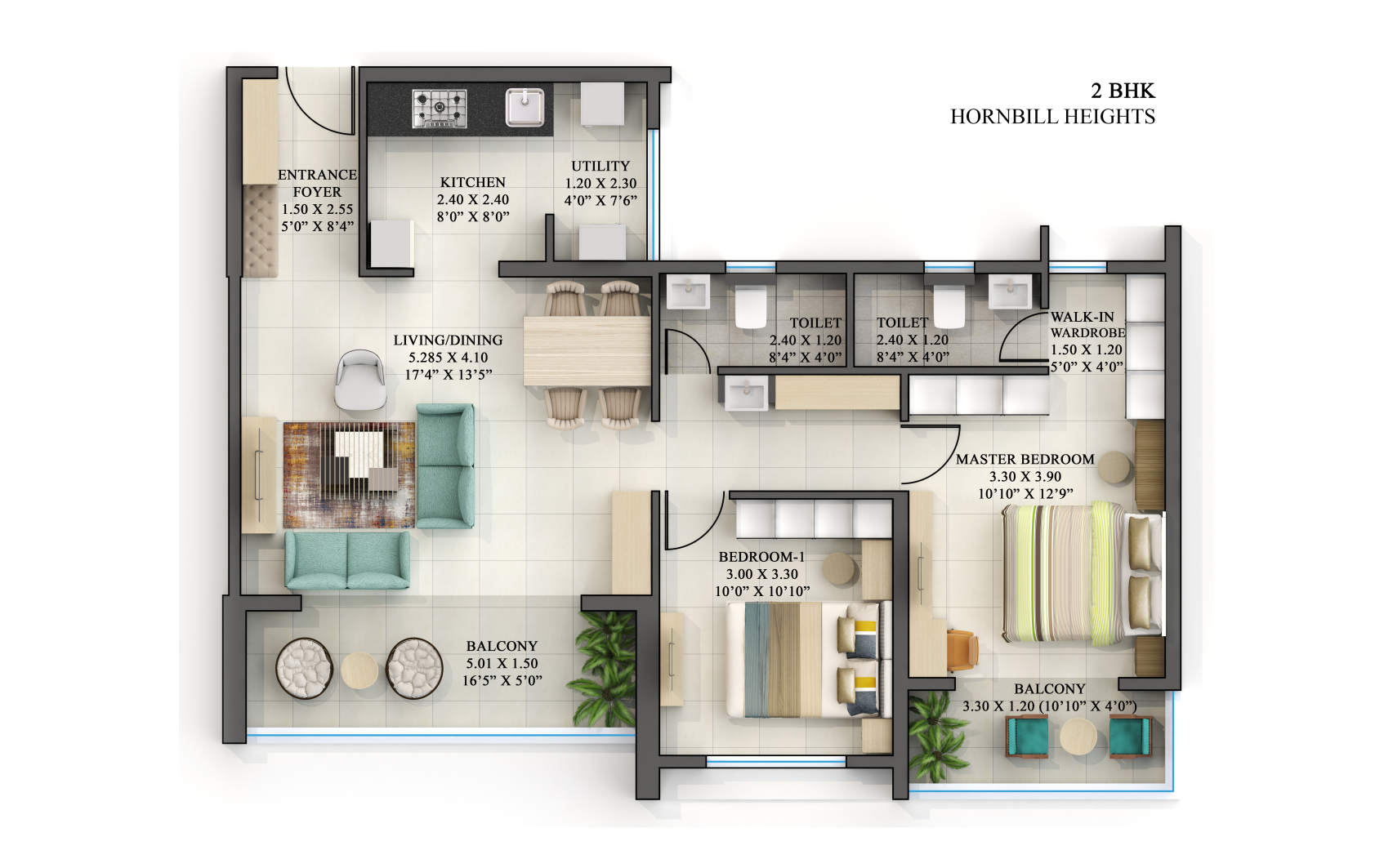 2bhk floor plan
